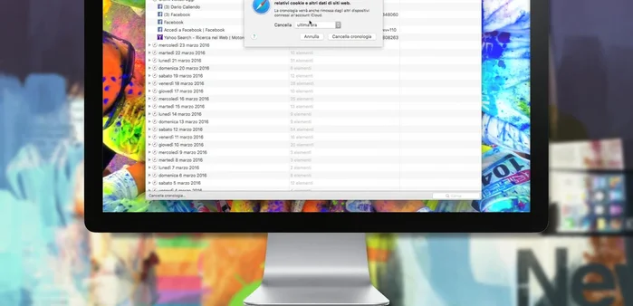 Aprire la cronologia di Safari (Cronologia > Mostra cronologia) e selezionare "Cancella cronologia".
