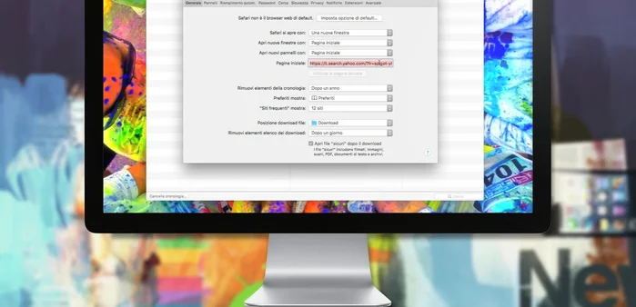 Verificare il Motore di Ricerca nelle Preferenze di Safari.