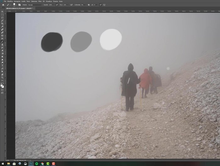 Scegli il metodo di fusione "Scurisci".