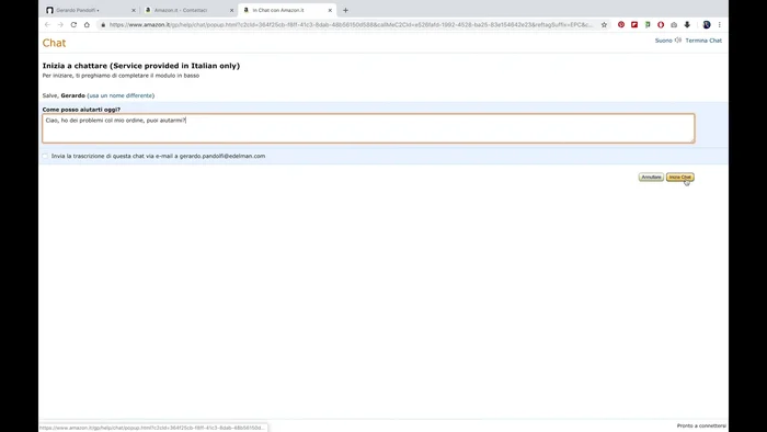 Attendi che un operatore si liberi e rispondi alle sue domande per confermare la tua identità.