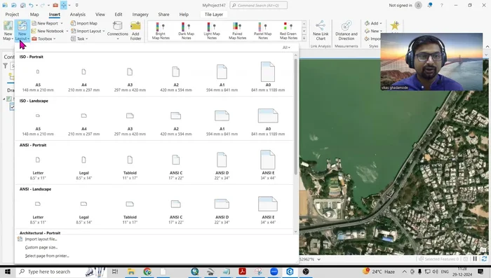 Cliccare su 'Inserisci', poi 'Nuovo layout'. Scegliere il formato desiderato (verticale, orizzontale, A1, A2, Letter, ecc.).
