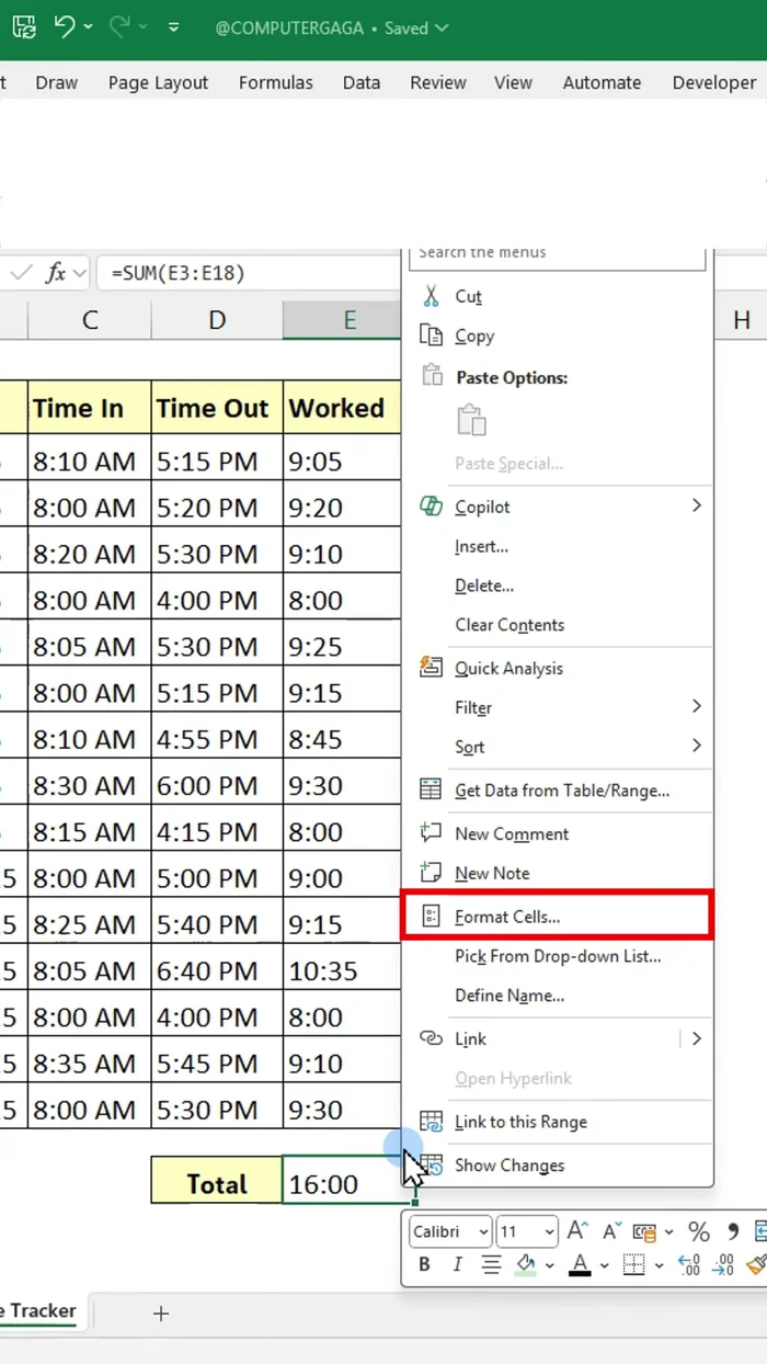Fai clic su OK. Questo assicura che Excel tenga traccia correttamente delle ore totali, anche oltre le 24.