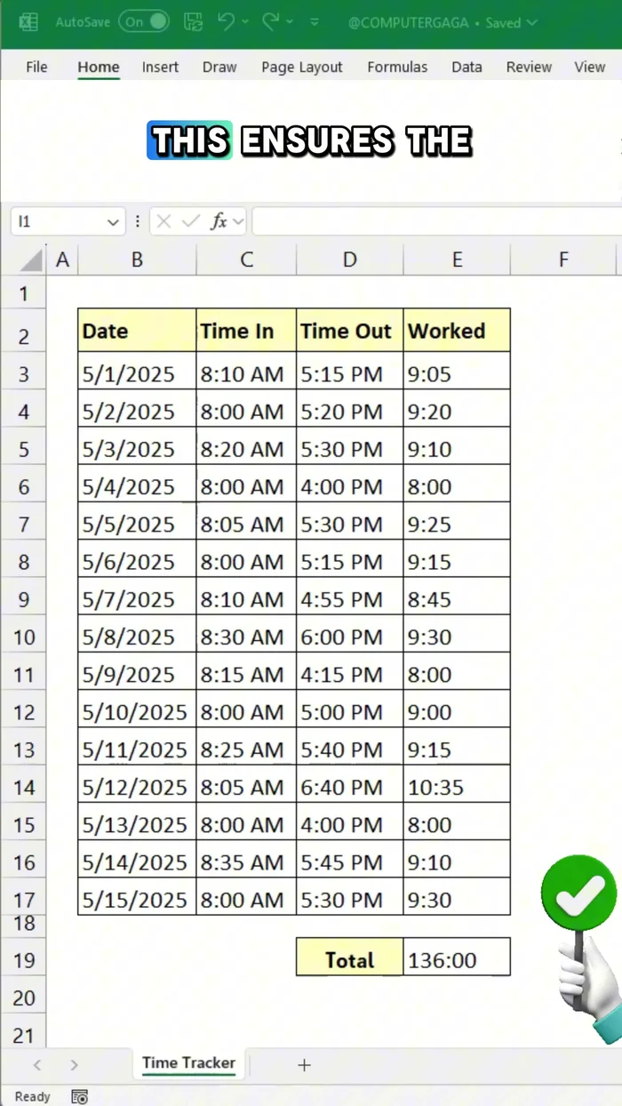 Fai clic su OK. Questo assicura che Excel tenga traccia correttamente delle ore totali, anche oltre le 24.