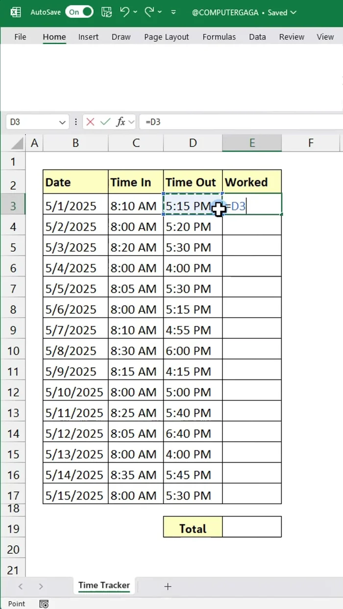 Fai doppio clic sulla maniglia di riempimento per copiare la formula nelle celle sottostanti.