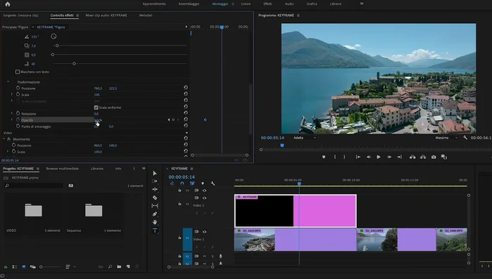 Regolare la distanza tra i keyframe per controllare la velocità dell'animazione: keyframe più vicini = animazione più veloce.