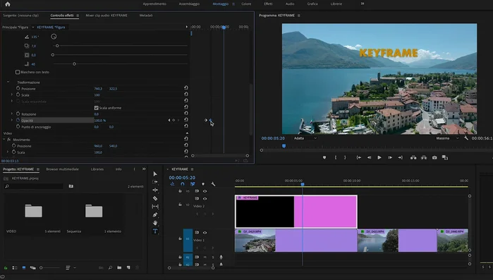 Regolare la distanza tra i keyframe per controllare la velocità dell'animazione: keyframe più vicini = animazione più veloce.