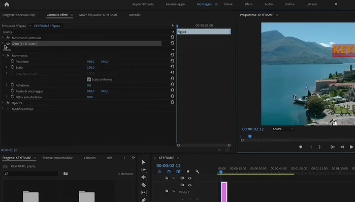 Accedere al pannello 'Effetti' per modificare il carattere, il colore e altri aspetti del testo.