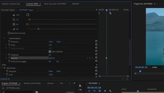 Regolare la distanza tra i keyframe per controllare la velocità dell'animazione: keyframe più vicini = animazione più veloce.