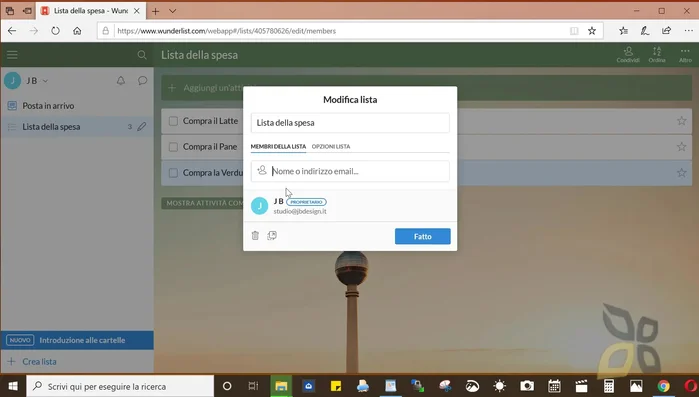 Clicca su 'Condividi' e aggiungi gli indirizzi email delle persone con cui vuoi collaborare.