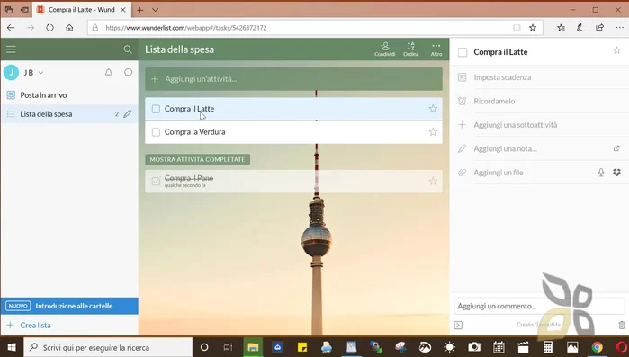 Crea cartelle per raggruppare liste simili (es. 'Lavoro', 'Casa', 'Studi'). Puoi trascinare e rilasciare le liste tra le cartelle per organizzarle.