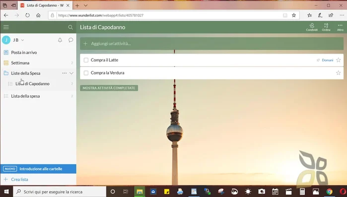 Crea cartelle per raggruppare liste simili (es. 'Lavoro', 'Casa', 'Studi'). Puoi trascinare e rilasciare le liste tra le cartelle per organizzarle.