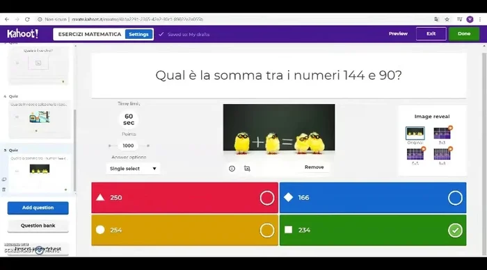Salva il quiz cliccando su 'Salva'.