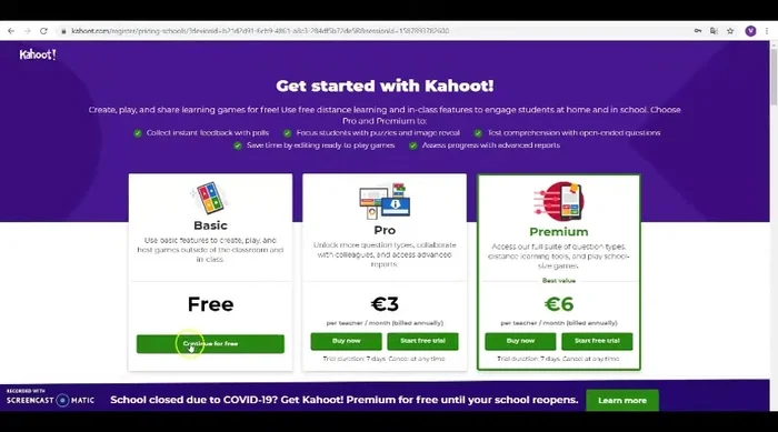 Scegli il piano gratuito.