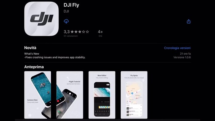 Scaricare l'applicazione DJI Fly