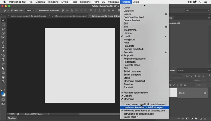 Seleziona il tracciato desiderato nel pannello Tracciati.