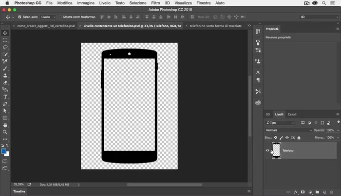 Seleziona il livello contenente l'immagine con i pixel opachi che definiscono la forma dell'oggetto.