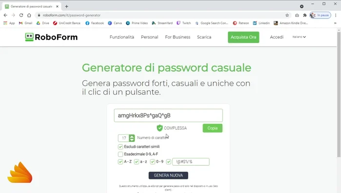 Generare la password.