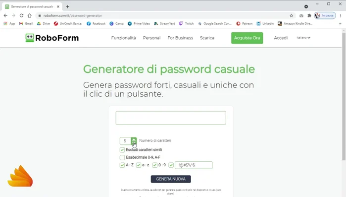 Generare la password.