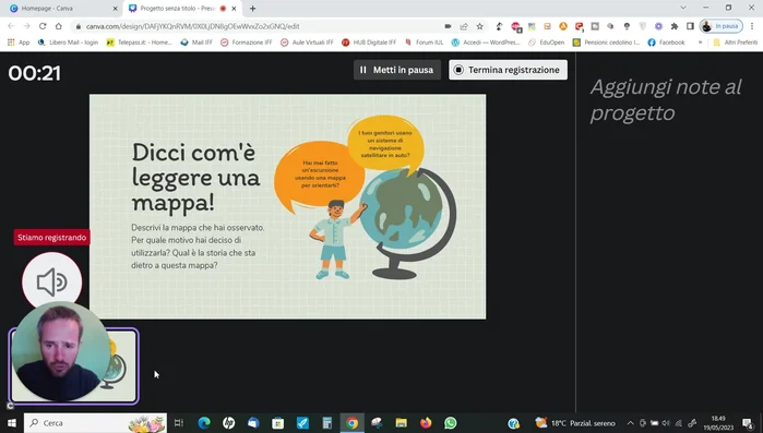 Clicca su 'Termina registrazione' quando hai finito.