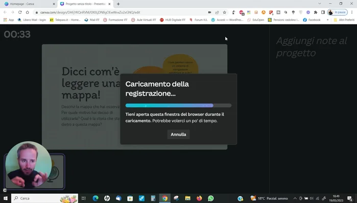 Clicca su 'Termina registrazione' quando hai finito.