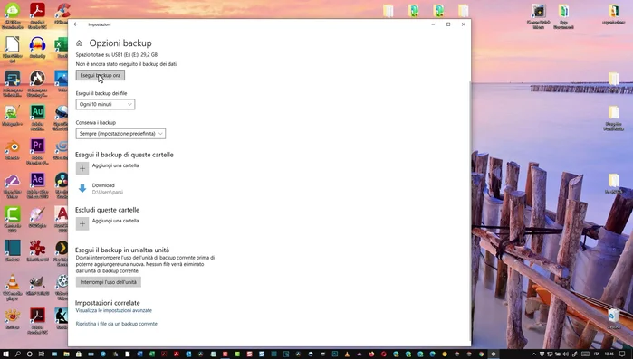 Avviare il backup cliccando su 'Esegui backup adesso'.