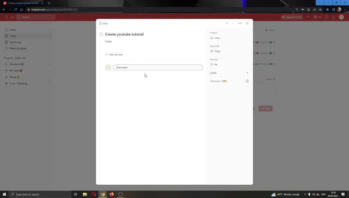 Clicca sull'attività per aprire la finestra di modifica.