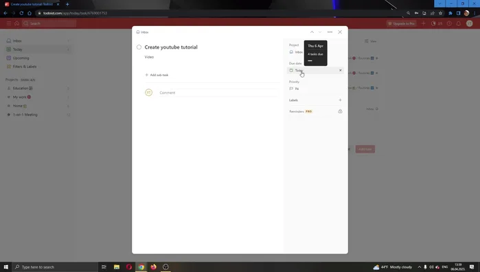 Seleziona l'opzione che rende l'attività ricorrente.