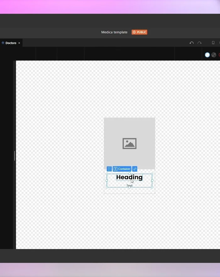 Imposta l'altezza del contenitore principale a 100, aggiungendo un bordo e un'ombra (poi rimosso).