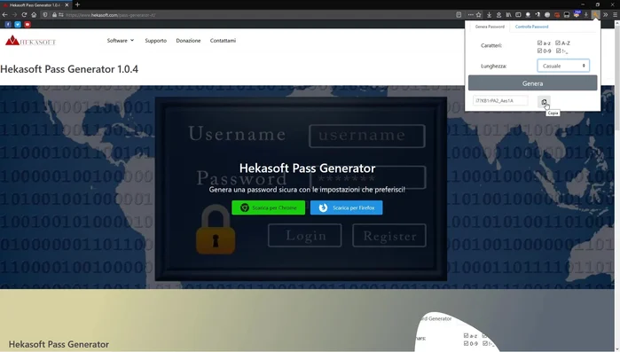 Cliccare su 'Copia' per copiare la password negli appunti.