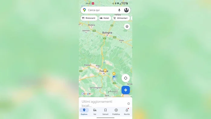 Selezionare l'area desiderata sulla mappa, ingrandendo o riducendo lo zoom per definire la dimensione dell'area da scaricare.