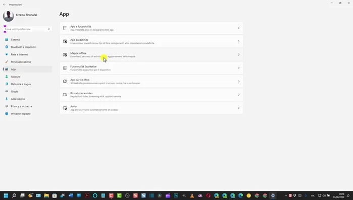 Cercare e selezionare "Mappe offline"