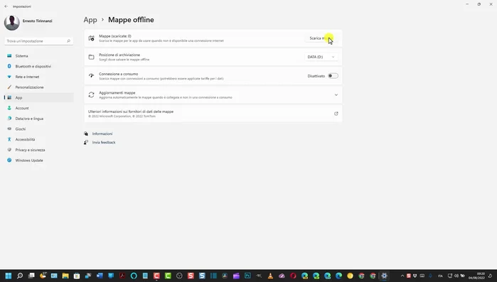 Scegliere la posizione di archiviazione delle mappe (es. cartella "Download").