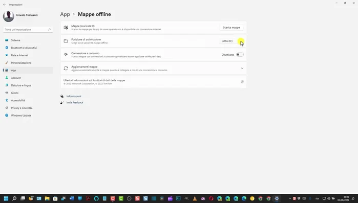 Scegliere la posizione di archiviazione delle mappe (es. cartella "Download").
