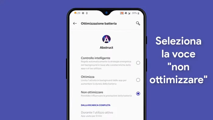 Modifica l'impostazione da "Ottimizza" a "Non ottimizzare".