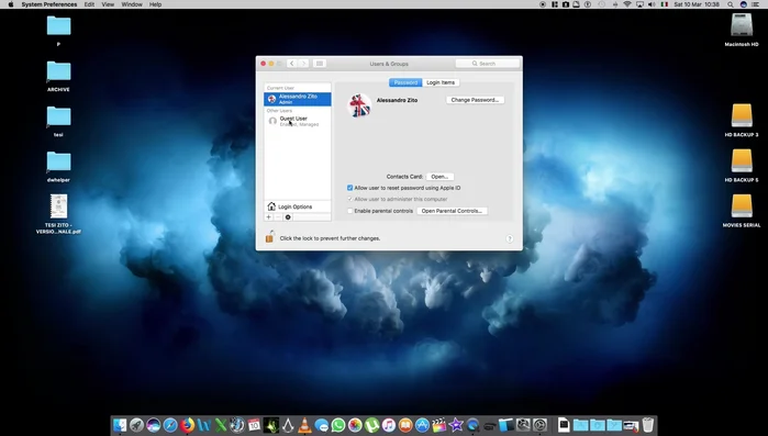 Sbloccare le impostazioni cliccando sul lucchetto e inserendo la password di sistema
