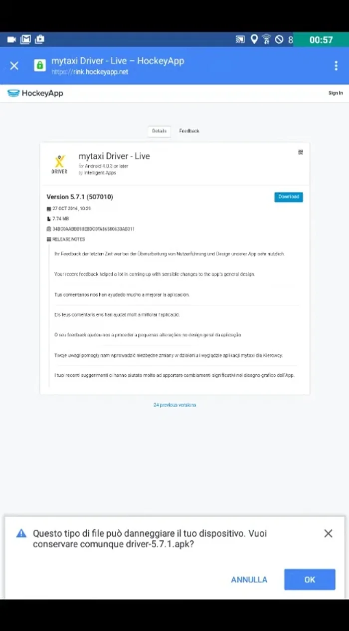 Abilita l'installazione da sorgenti sconosciute nelle impostazioni del tuo telefono (Privacy > Sorgenti sconosciute).