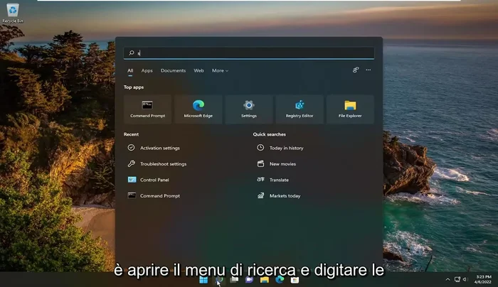 Selezionare "Impostazioni" dal risultato migliore.