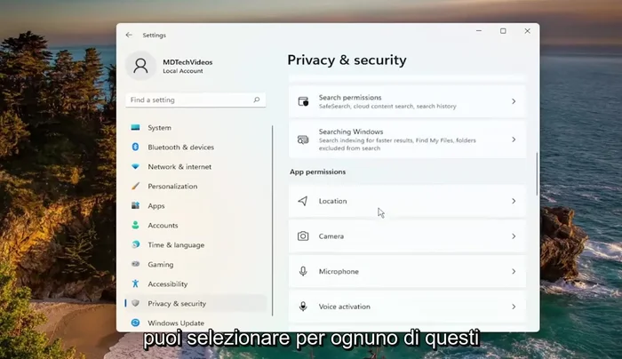 Disattivare l'interruttore principale per bloccare completamente l'accesso dell'app a quella funzionalità oppure disattivare singolarmente l'accesso per app specifiche.