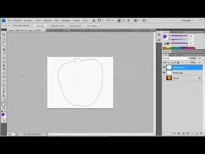 Colorare la selezione utilizzando lo strumento Secchiello o altri strumenti di riempimento. È possibile scegliere tra diverse modalità di fusione (Sovrapponi, Luce soffusa, ecc.).