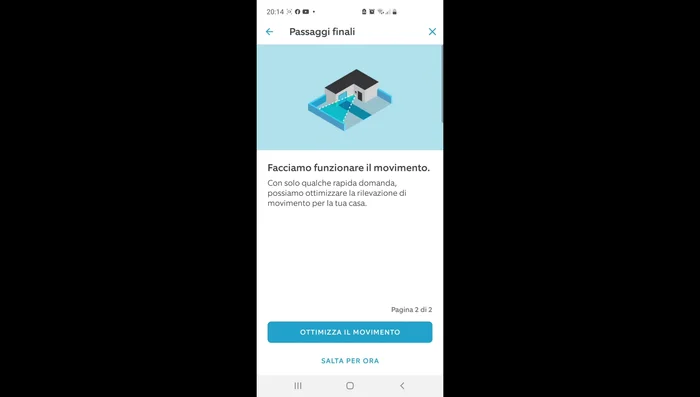 Configurazione delle notifiche (movimento, chiamate).