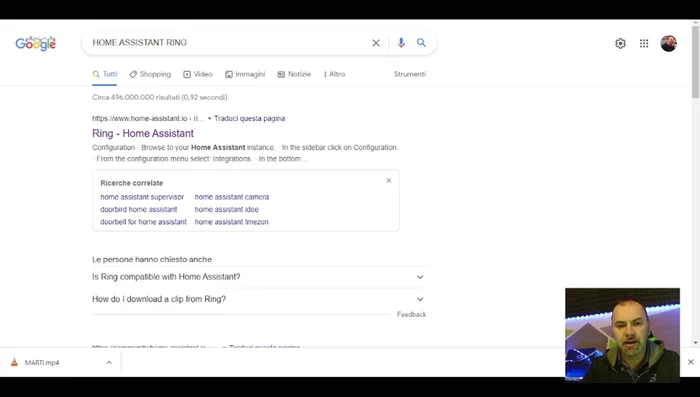 Configurazione dell'integrazione con Google Home Assistant (opzionale).