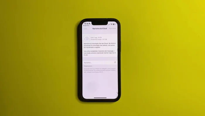 Ripristina la cronologia delle chat durante la configurazione di WhatsApp.