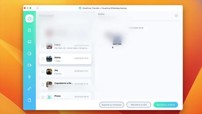Utilizza il pulsante 'Ripristina ora' per ripristinare il backup sul dispositivo.