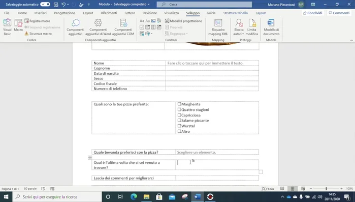Inserire il campo data utilizzando il controllo 'Contenuto Selezione Data' per garantire l'univocità delle date inserite.