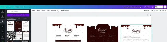 Impagina gli elementi nella presentazione con cura, centrandoli e aggiungendo effetti grafici (es. ombra) per dare professionalità.