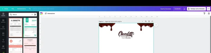 Copia la sezione con i dati del cliente (numero fattura, data, ecc.) da un modello di fattura preesistente e incollala nel tuo documento.