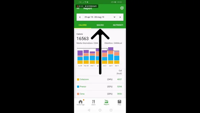 Monitora il tuo peso nel tempo tramite il grafico integrato nell'app.