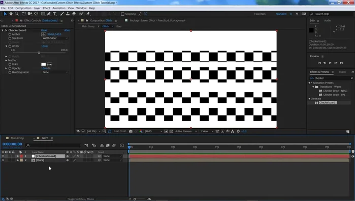 Precomporre il livello "Scacchiera" in una nuova composizione.
