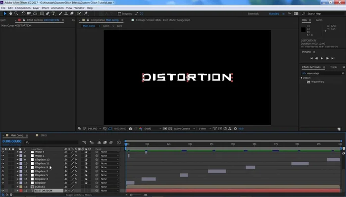 Aggiungere un livello di regolazione chiamato "Cursore RGB" e applicare l'effetto "Slider Control". Animare la posizione X dei livelli di testo usando il cursore per creare un effetto di divisione RGB animato.