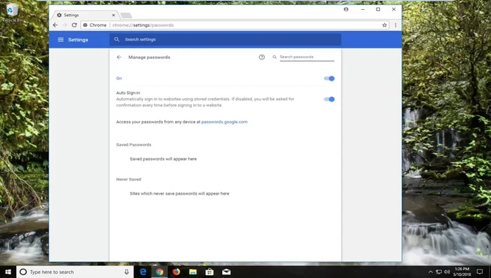 Per disattivare il salvataggio automatico delle password, sposta il cursore su "Off".